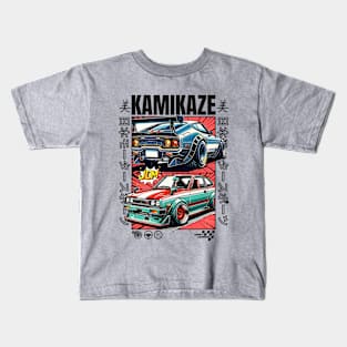 Distressed Retro Comic Kamikaze Japanese JDM Kids T-Shirt